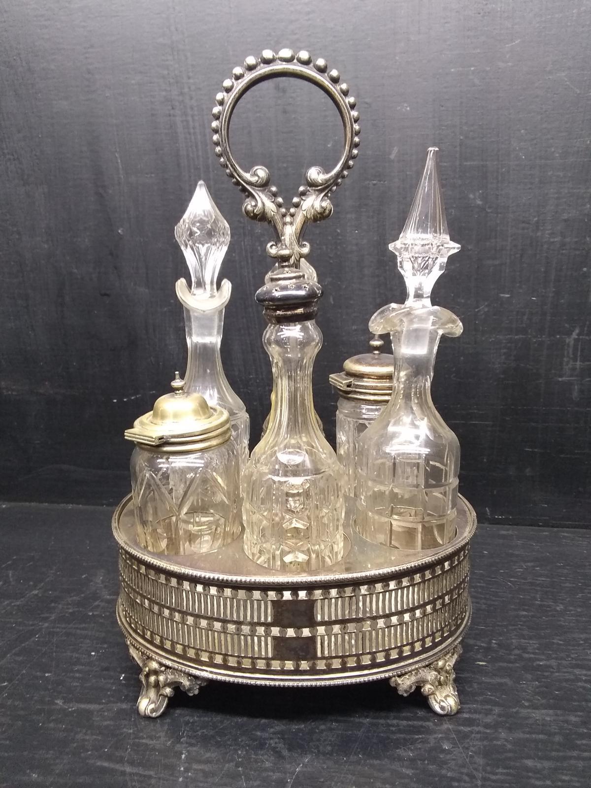 Antique Victorian Silver Plated Cruet Set -Complete