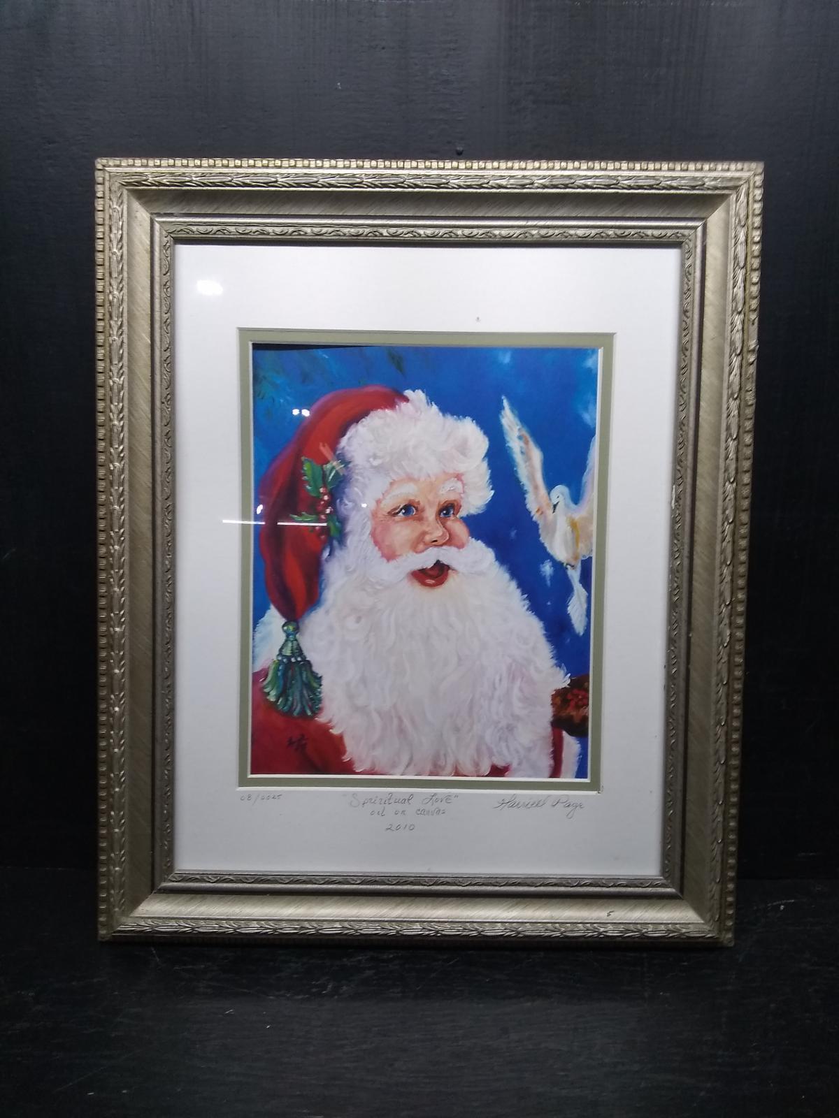 Framed & Matted Oil on Canvas-Santa with Dove by Harriet Page 8/25