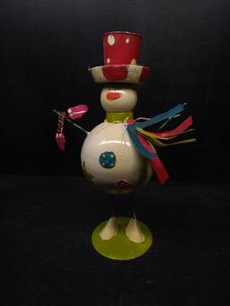 Decorative Metal Weeble Wobble Snowman Figure