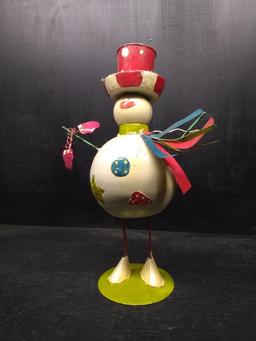 Decorative Metal Weeble Wobble Snowman Figure