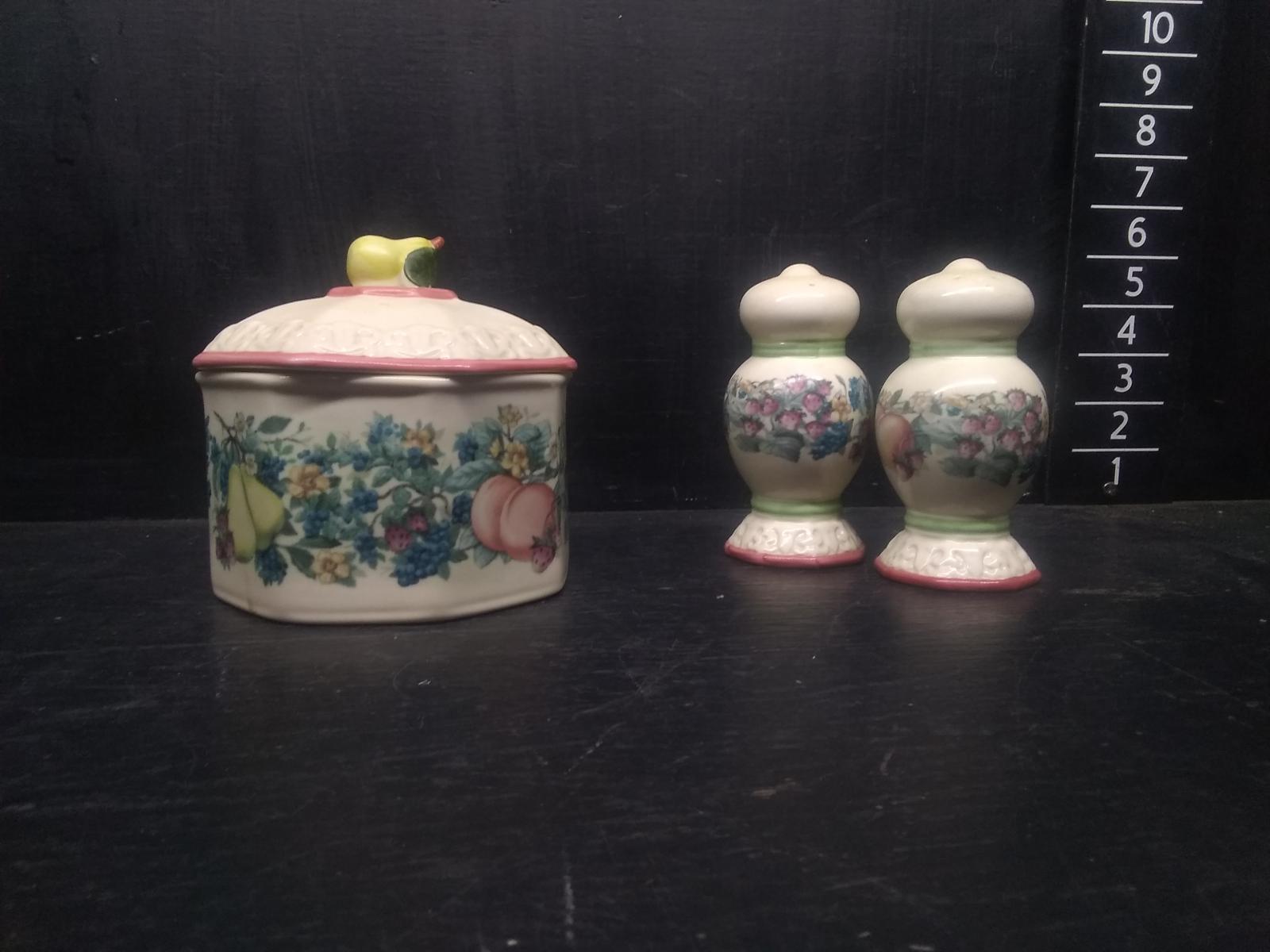 Avon Octagonal Dresser Dish with Hand Painted salt and pepper shakers