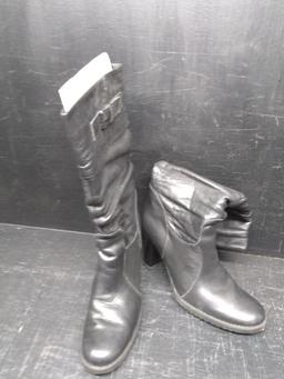 Pair Ladies Aldo Black Leather Boots Size 97