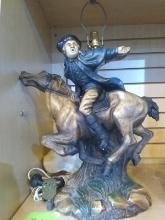 Antique Plaster Paul Revere Ride Desk Lamp