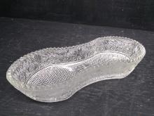 Vintage Pressed Glass Kidney Shaped Serving Dish