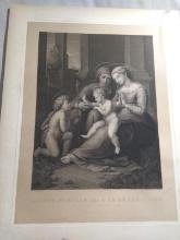 Artwork -Antique Etching on Board-Sainte Famille Dite A La Benediction