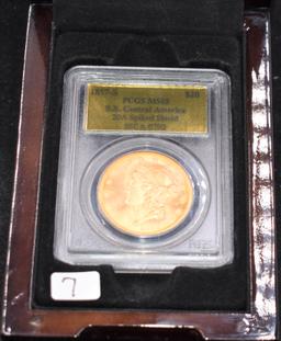 1857-S $20 LIBERTY GOLD COIN - PCGS MS65