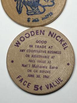 2 Wooden Nickels Vintage