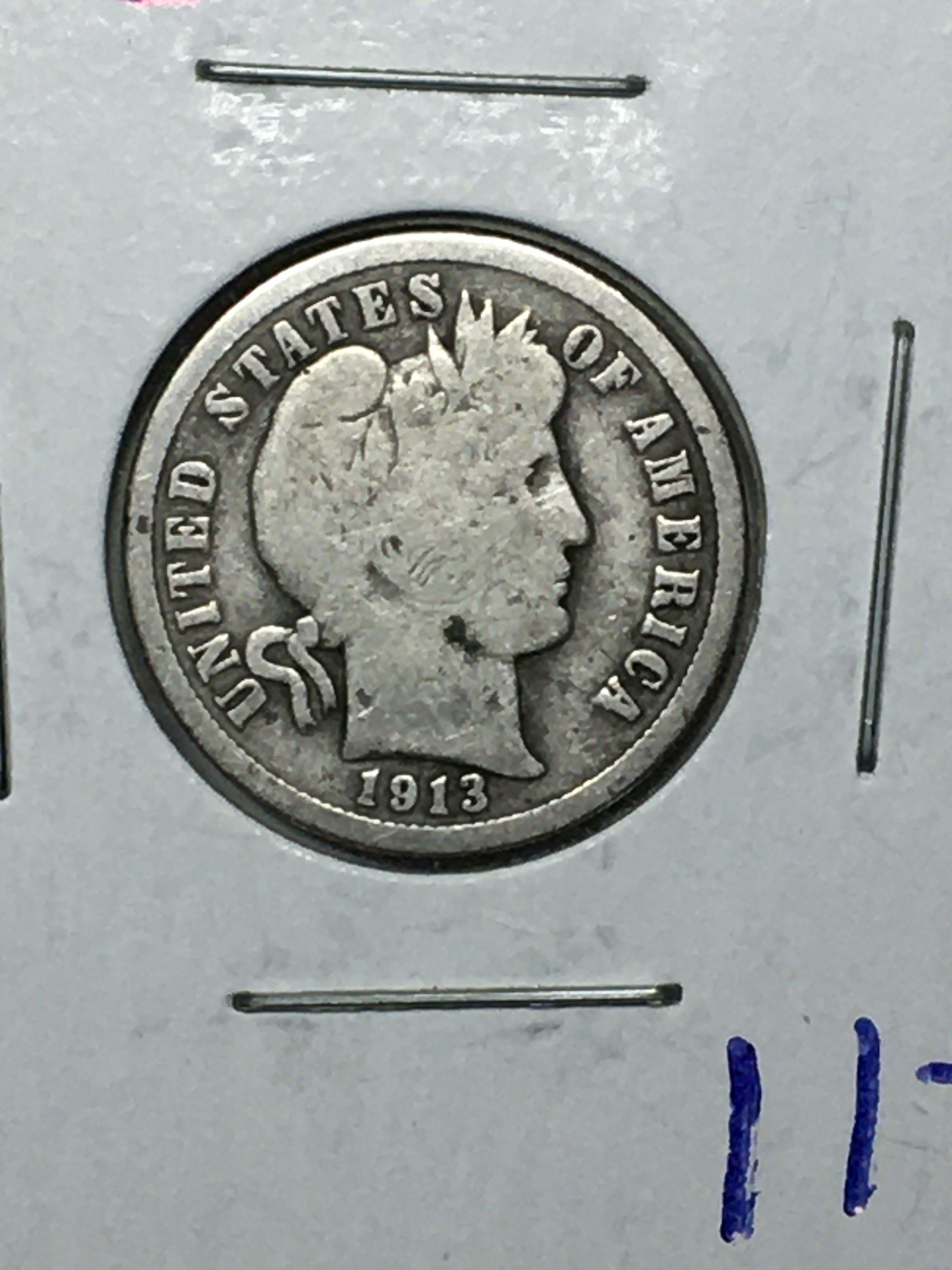 1913 P Barber Dime