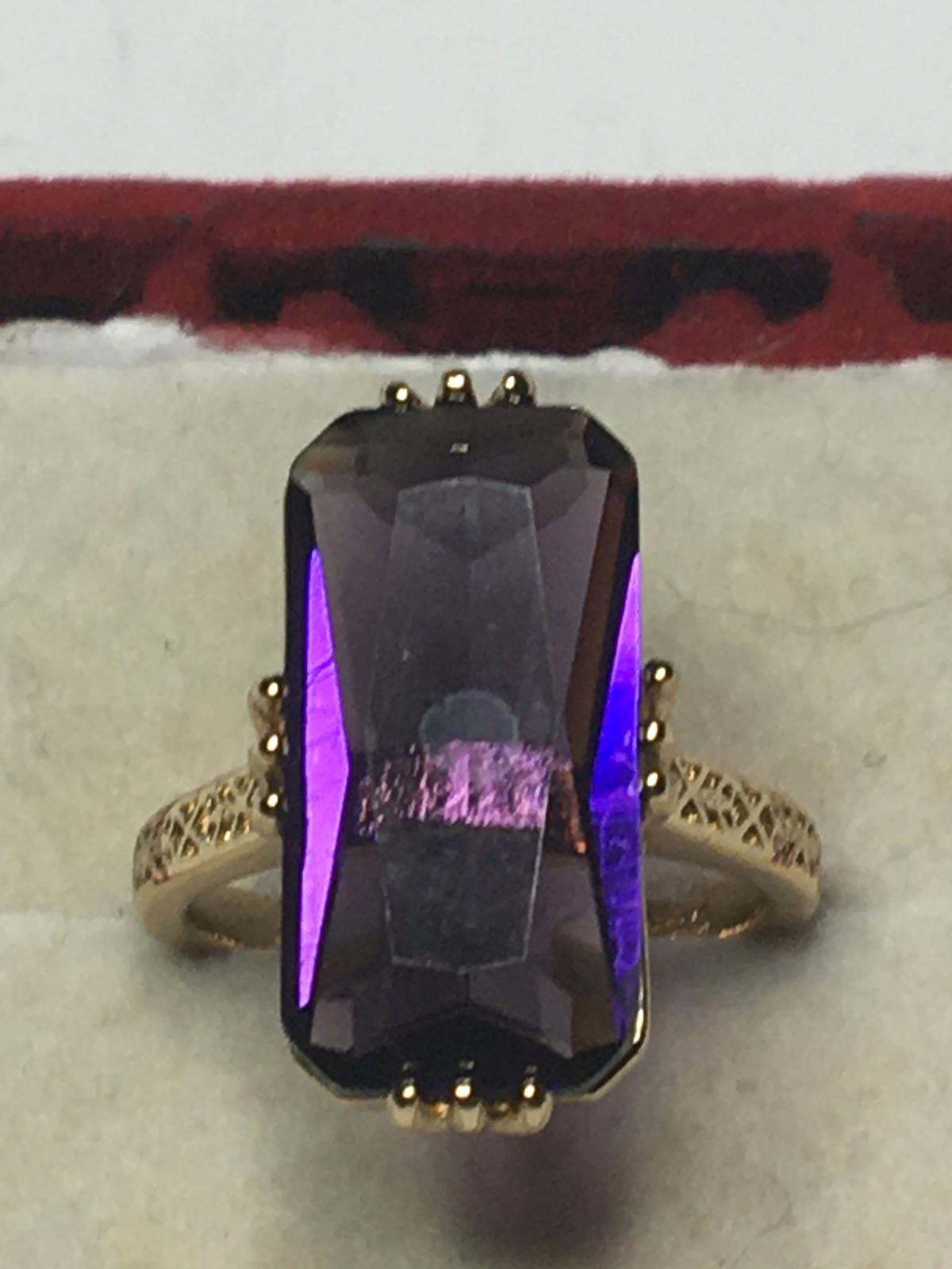 .925 Sterling Silver Ladies 5ct Amethyst Ring