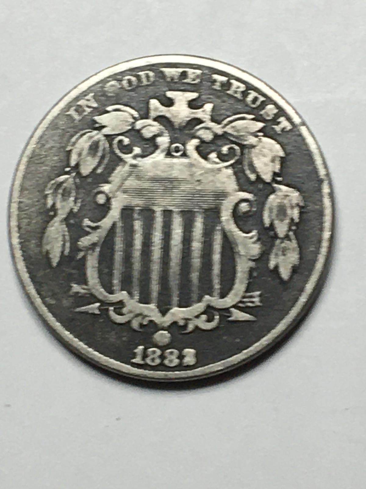 1883/2 Shield Nickel Rare Date 