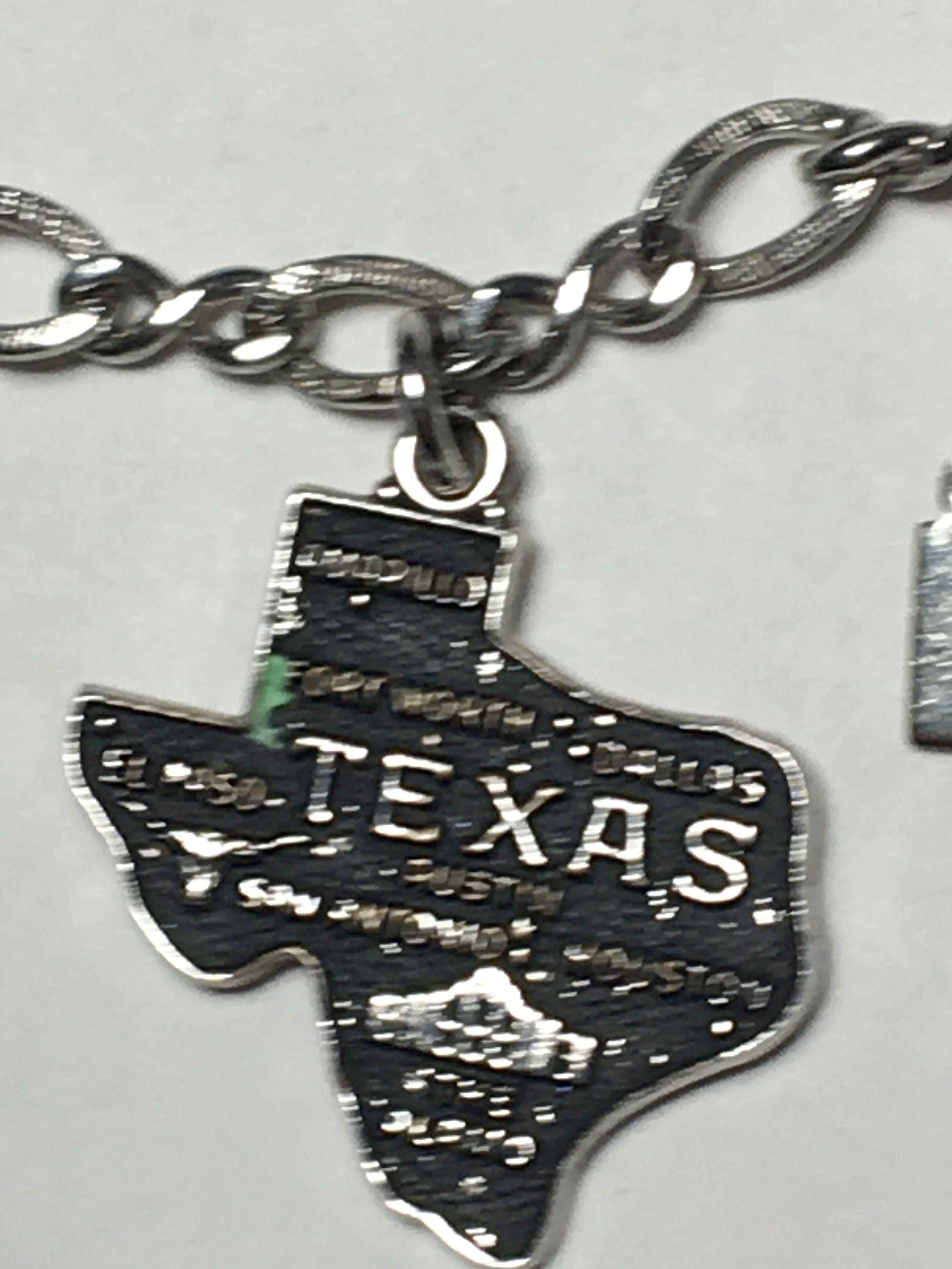 .925 Sterling Silver Charm Bracelet Texas
