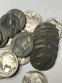 40 Buffalo Nickels Full Dates