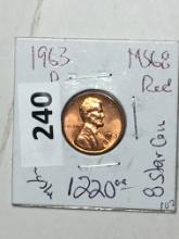 1963 D Lincoln Memorial Cent Coin 