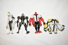 Four Ben 10 Action Figures & Holographic Chip