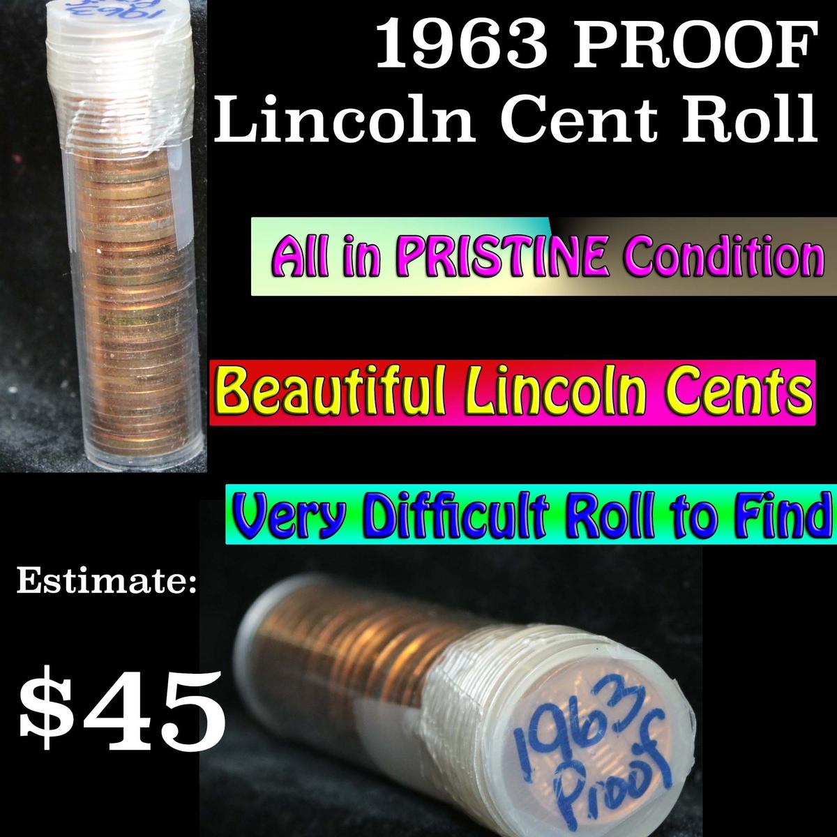 PQ 1963 Proof Lincoln cent roll