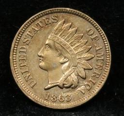 1863 CN Indian Cent 1c Grades Choice AU/BU Slider