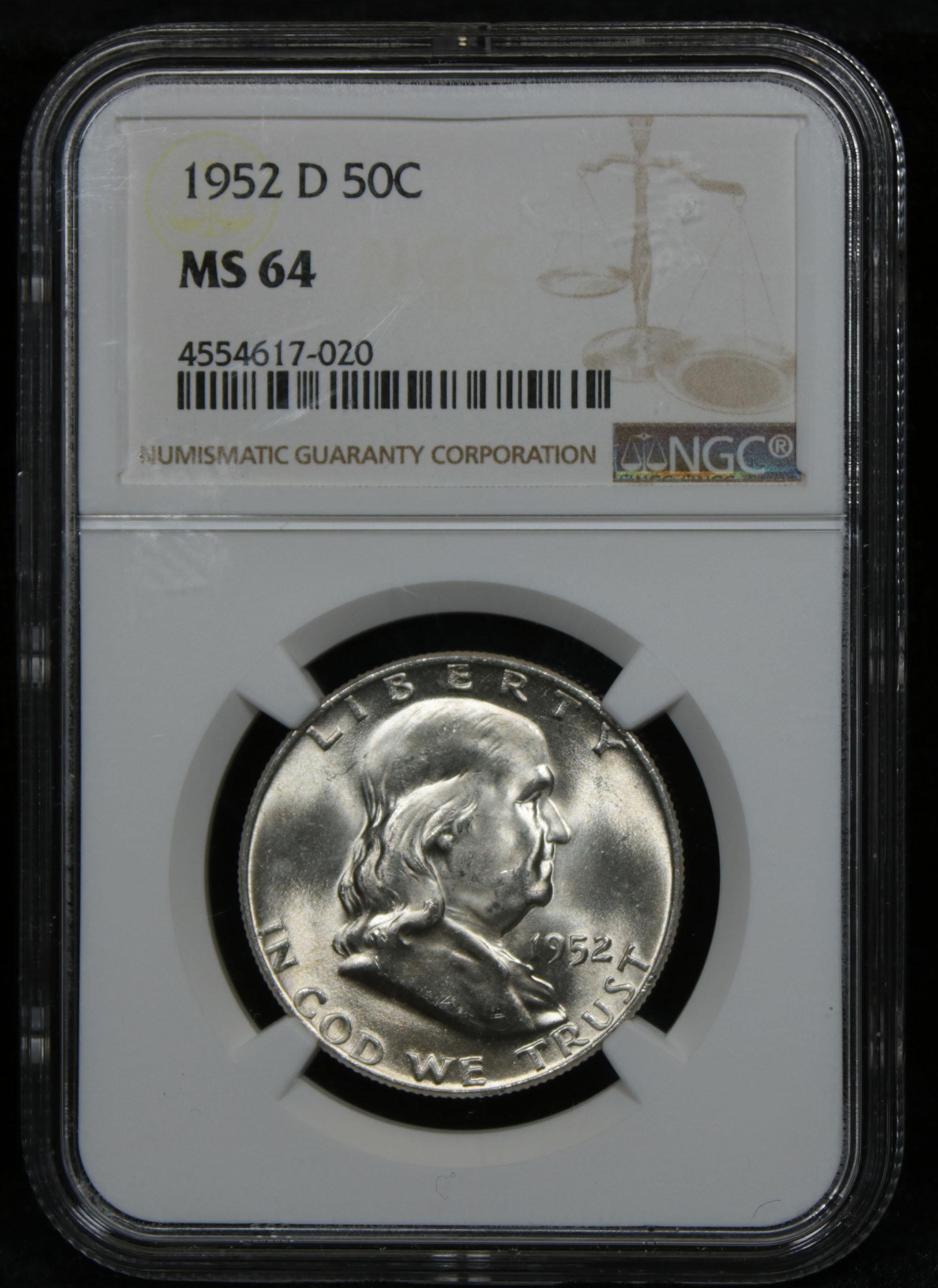 NGC 1952-d Franklin Half Dollar 50c Graded ms64 By NGC