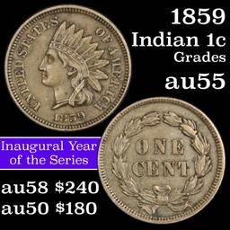 1859 Indian Cent 1c Grades Choice AU