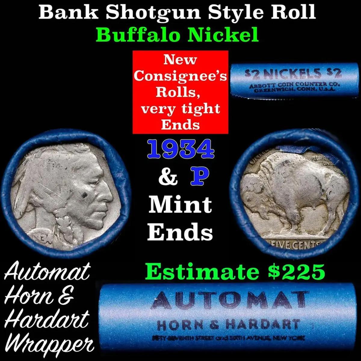 Buffalo Nickel Shotgun Roll in Old Bank Style 'Automat' Wrapper 1936 & p Mint Ends