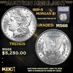 ***Auction Highlight*** 1891-s Morgan Dollar $1 Graded ms66 By SEGS (fc)