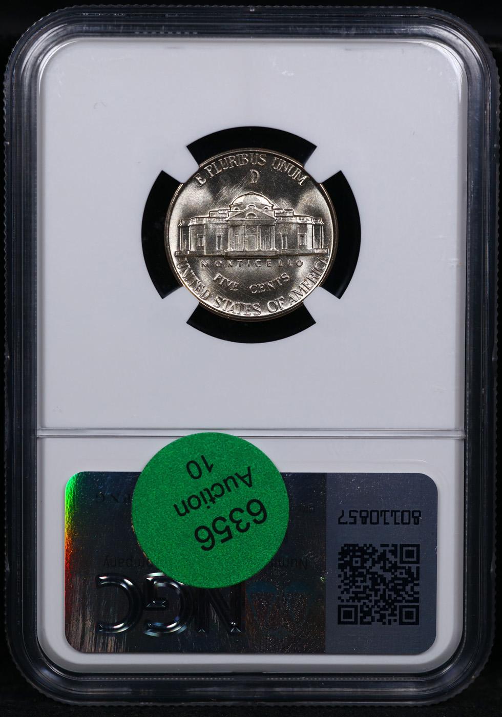 NGC 1943-d Jefferson Nickel 5c Graded ms66 6fs By NGC