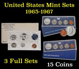 Group of 3 United States Special Mint Set in Original Government Packaging! From 1965-1967 with 15 C