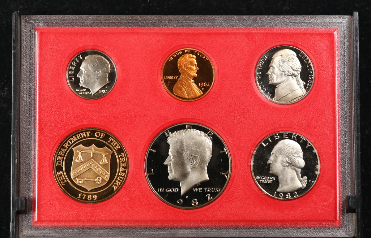 1982 United States Mint Proof Set 5 coins - No Outer Box