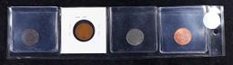 Superb Page of 4 US Small Cents Indian, Proof memorial, Steel, Wheat