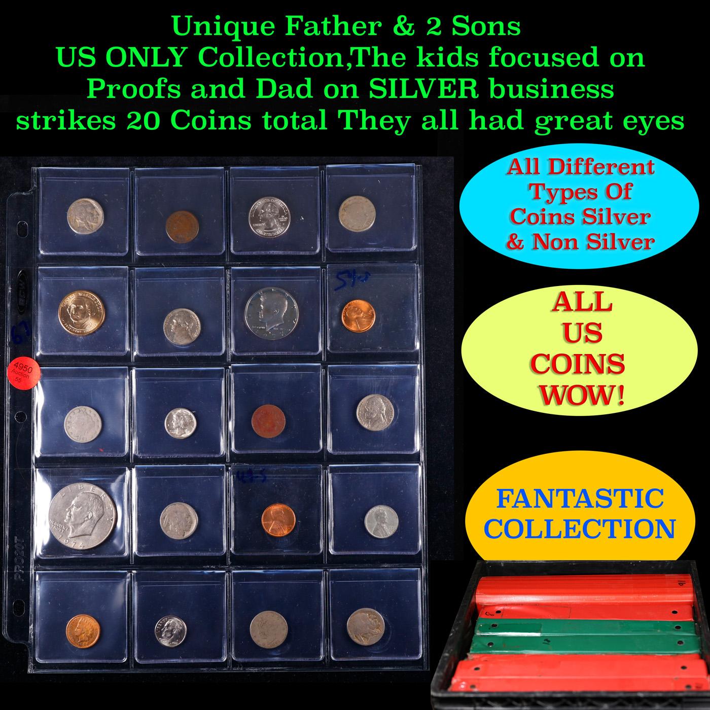 Unique Father & 2 Sons US ONLY Collection,The kids focused on Proofs and Dad on SILVER business stri