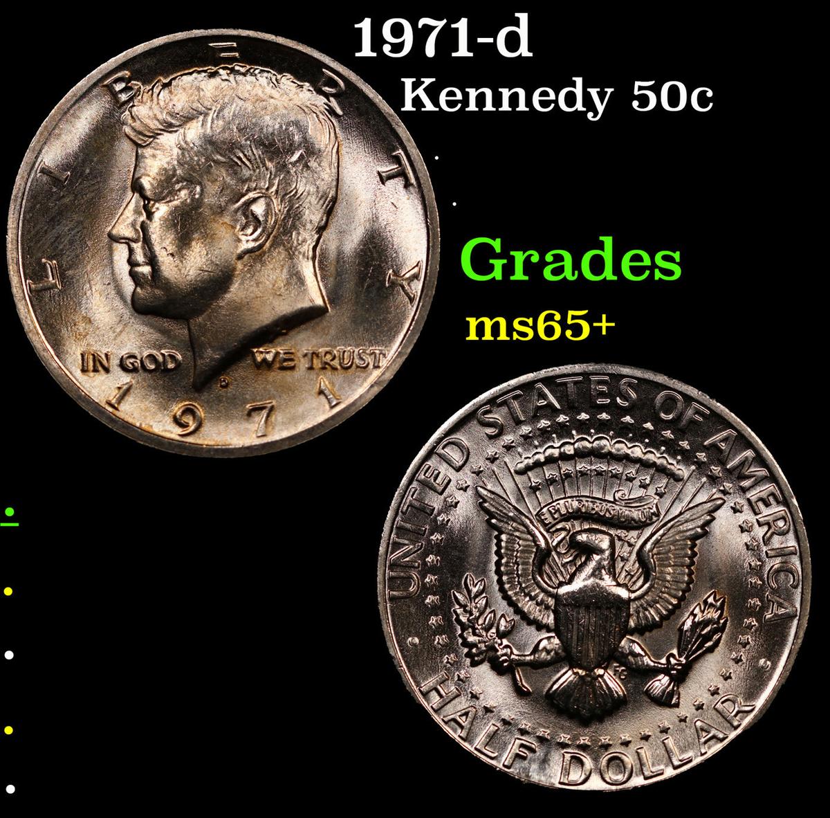 1971-d Kennedy Half Dollar 50c Grades GEM+ Unc