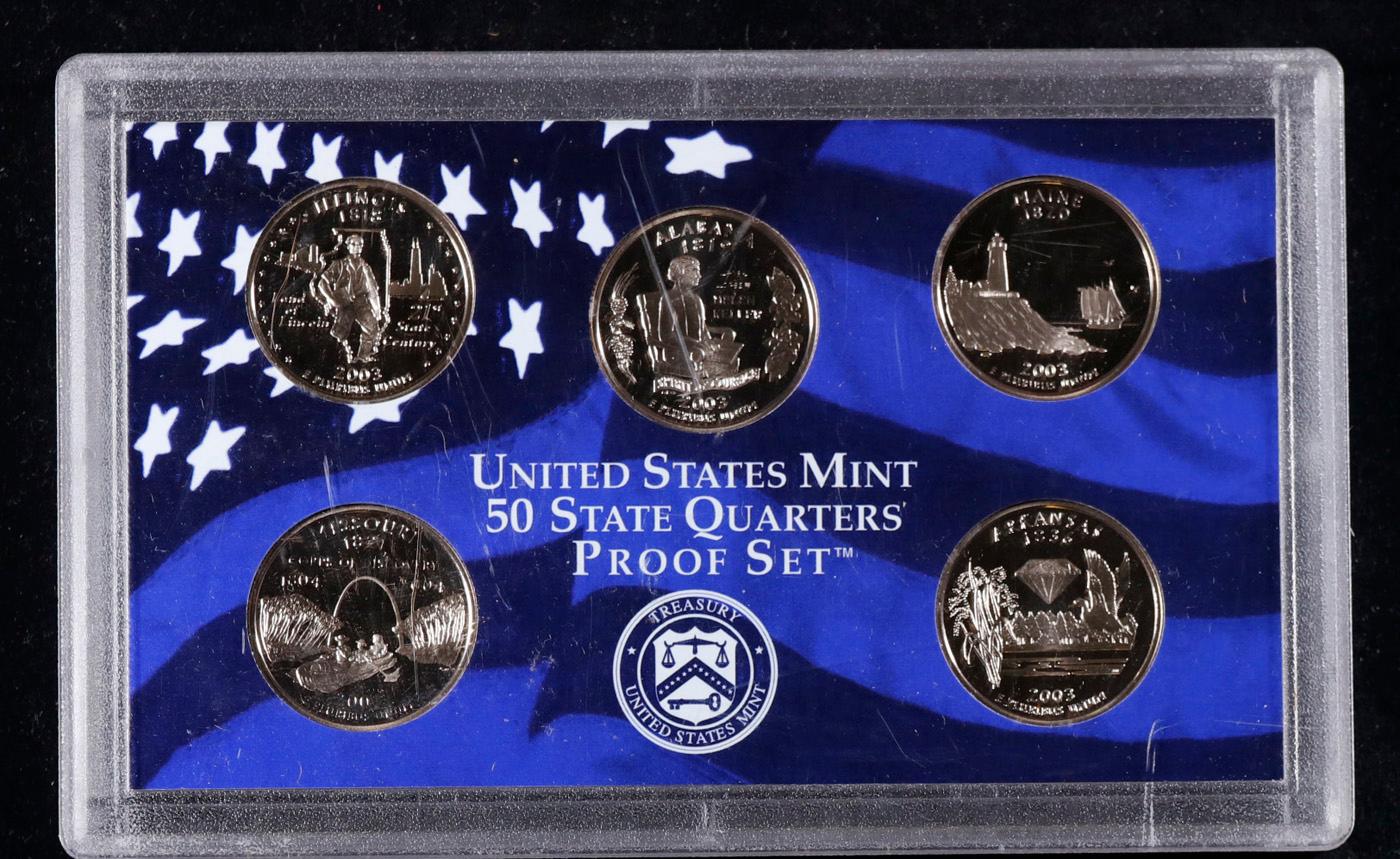 2003 United States Mint Proof Quarters 5 pc set No Outer Box