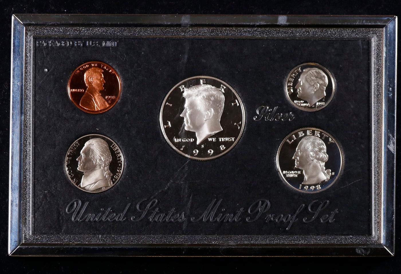 1998 United States Mint Proof Set 5 coins No Outer Box