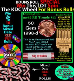 *BOGO* Buy This Great BU Red, 1998-d Shotgun Lincoln 1c Roll & Get 1 BU RED ROLL FREE. WOW!!! *BOGO*