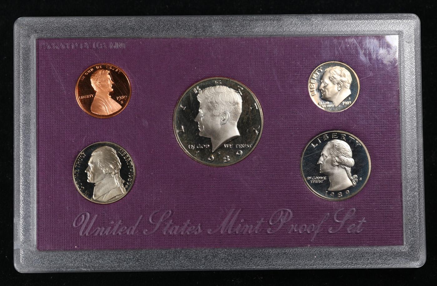 1989 United States Mint Proof Set 5 coins - No Outer Box