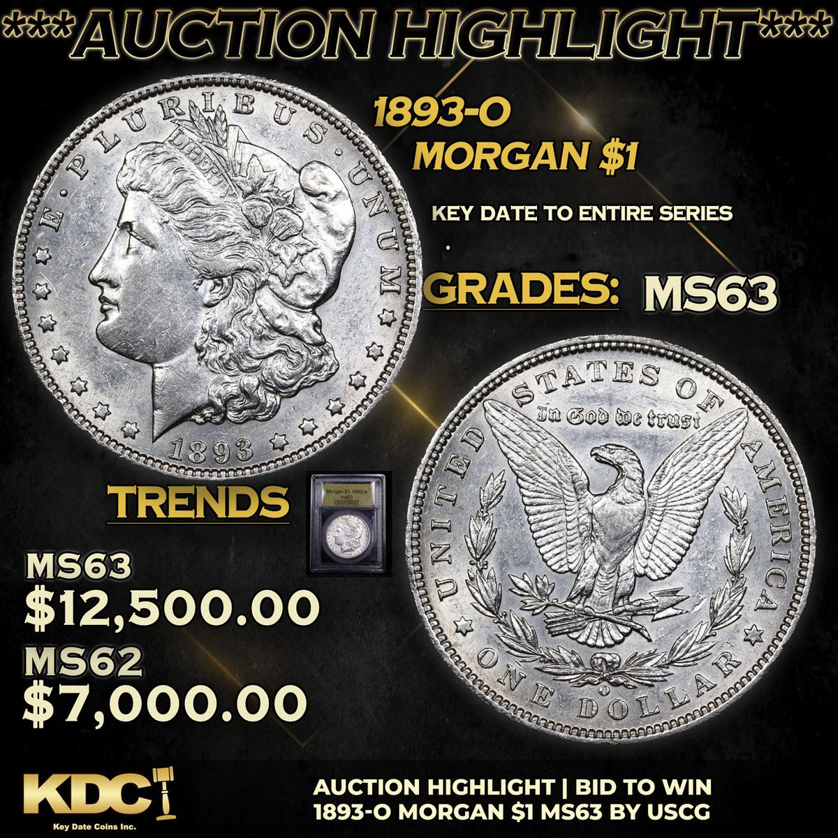 ***Auction Highlight*** 1893-o Morgan Dollar 1 Graded Select Unc BY USCG (fc)