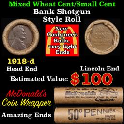 Lincoln Wheat Cent 1c Mixed Roll Orig Brandt McDonalds Wrapper, 1918-d end, Wheat other end