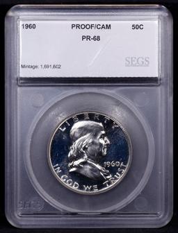 Proof 1960 Franklin Half Dollar Near Top Pop! 50c Graded pr68 cam BY SEGS