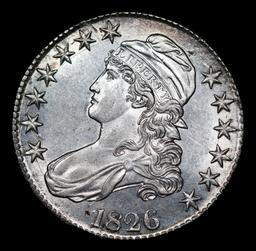 ***Auction Highlight*** 1826 Capped Bust Half Dollar O-108A 50c Graded ms63+ By SEGS (fc)