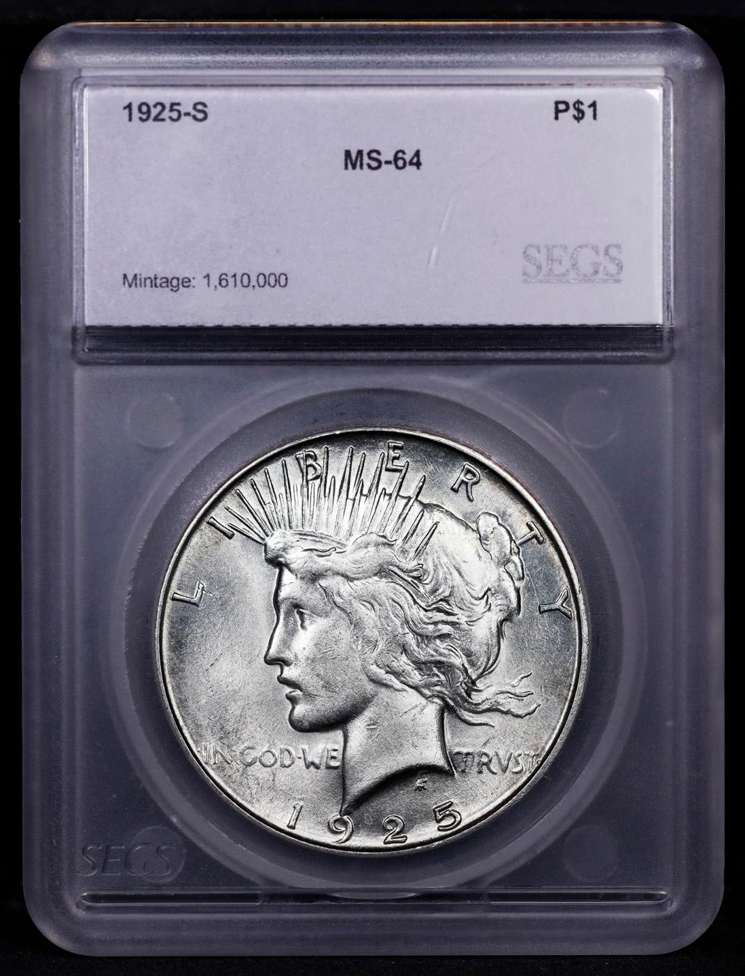 ***Auction Highlight*** 1925-s Peace Dollar $1 Graded ms64 BY SEGS (fc)