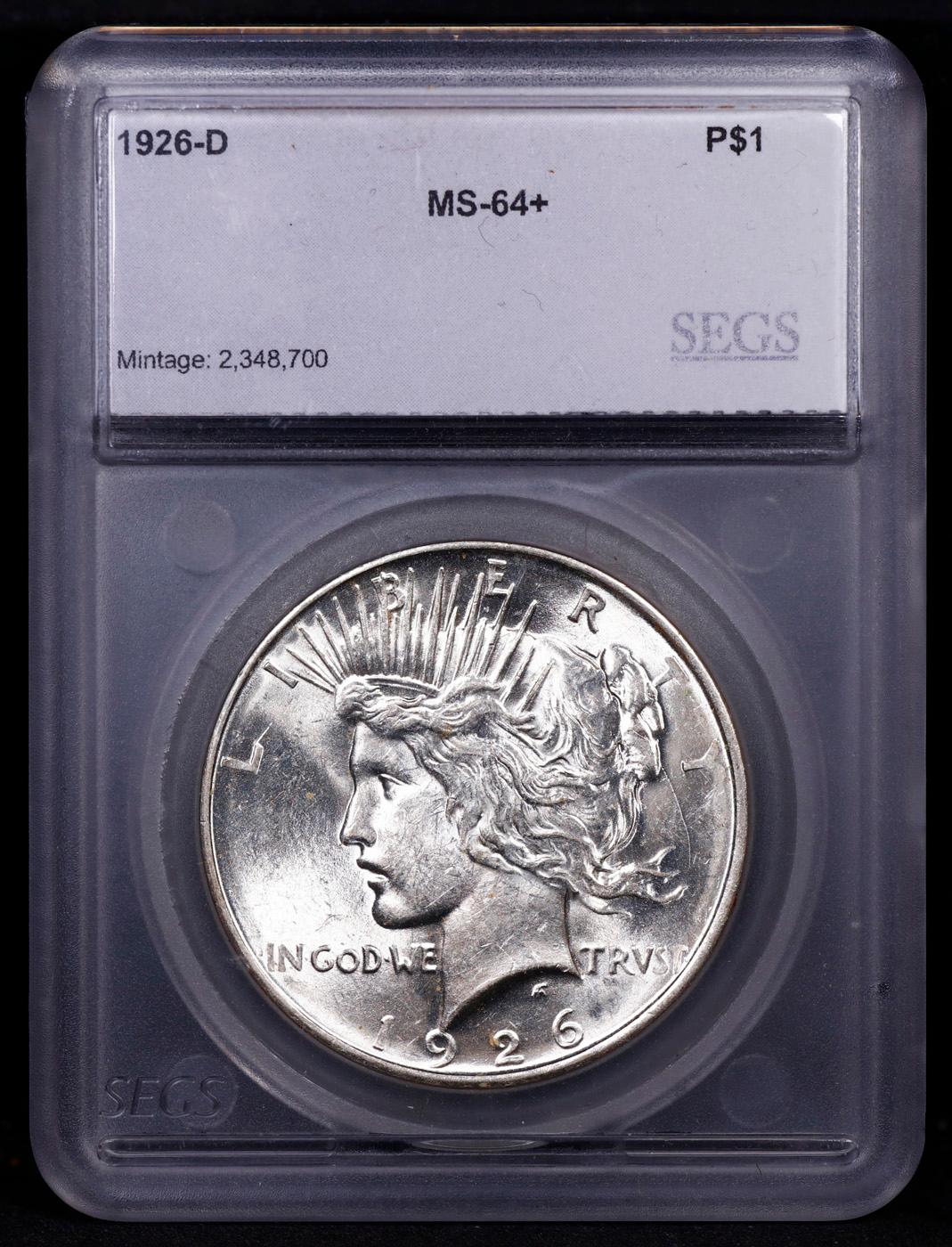 ***Auction Highlight*** 1926-d Peace Dollar $1 Graded ms64+ By SEGS (fc)