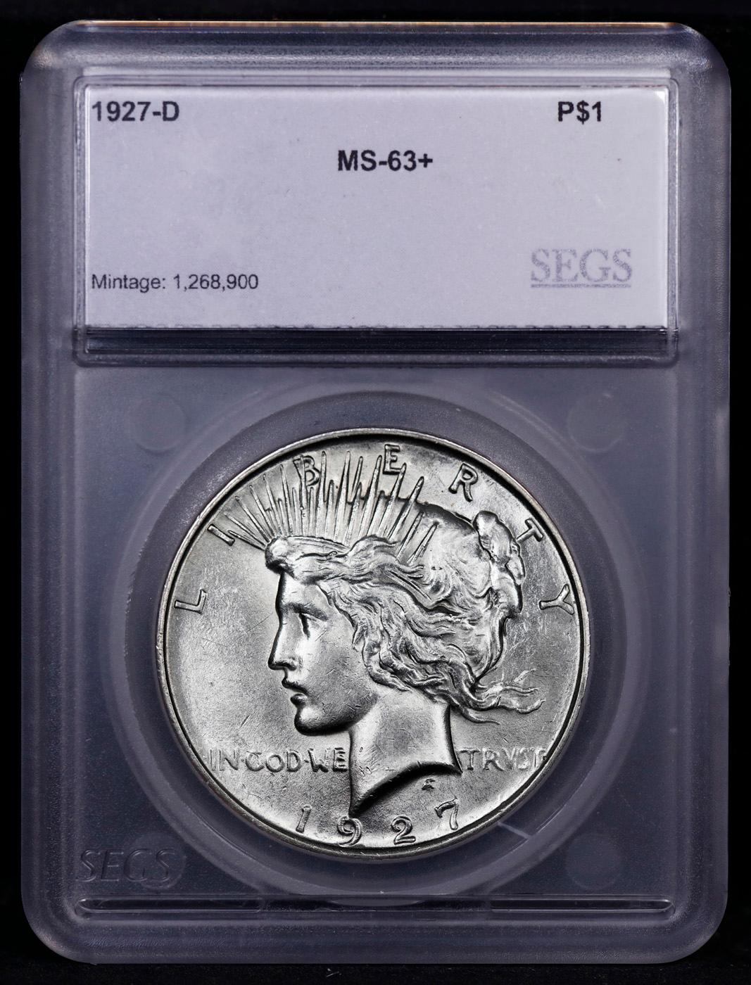 ***Auction Highlight*** 1927-d Peace Dollar $1 Graded ms63+ By SEGS (fc)