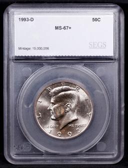 ***Auction Highlight*** 1993-d Kennedy Half Dollar Near Top Pop! 50c Graded ms67+ BY SEGS (fc)