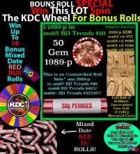 1-10 FREE BU RED Penny rolls with win of this 1989-p SOLID RED BU Lincoln 1c roll incredibly FUN whe