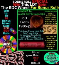 CRAZY Penny Wheel Buy THIS 1965-p solid Red BU Lincoln 1c roll & get 1-10 BU Red rolls FREE WOW