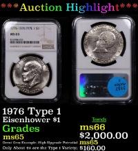 ***Auction Highlight*** NGC 1976 Type 1 Eisenhower Dollar 1 Graded ms65 By NGC (fc)