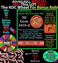 1-10 FREE BU RED Penny rolls with win of this 1979-d SOLID RED BU Lincoln 1c roll incredibly FUN whe