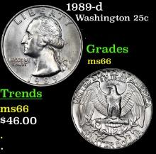 1989-d Washington Quarter 25c Grades GEM+ Unc