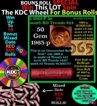 INSANITY The CRAZY Penny Wheel 1000s won so far, WIN this 1965-p BU RED roll get 1-10 FREE