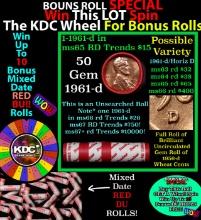 INSANITY The CRAZY Penny Wheel 1000s won so far, WIN this 1961-d BU RED roll get 1-10 FREE