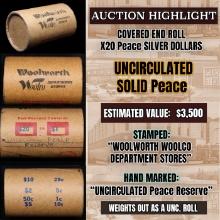 High Value! - Covered End Roll - Marked "Unc Peace Reserve" - Weight shows x20 Coins (FC)